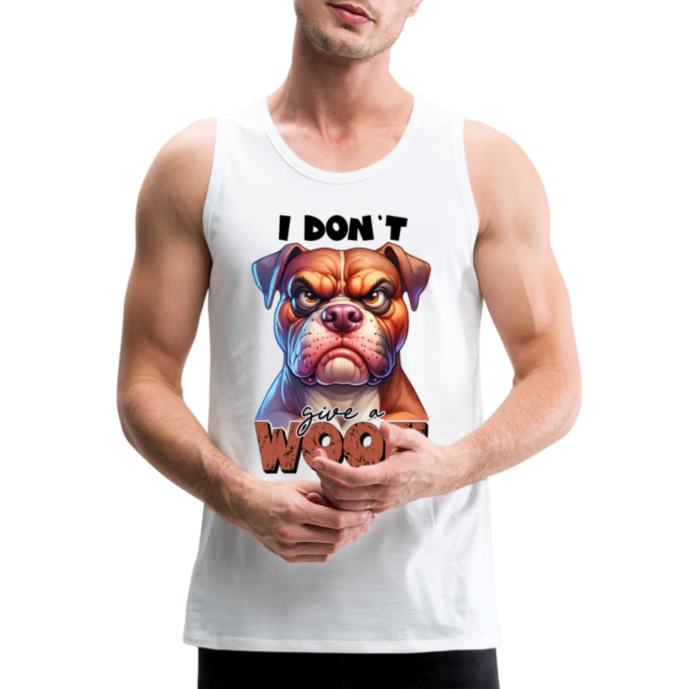 I Don't Give a Woof (Grumpy Dog with Attitude) Men’s Premium Tank Top - white
