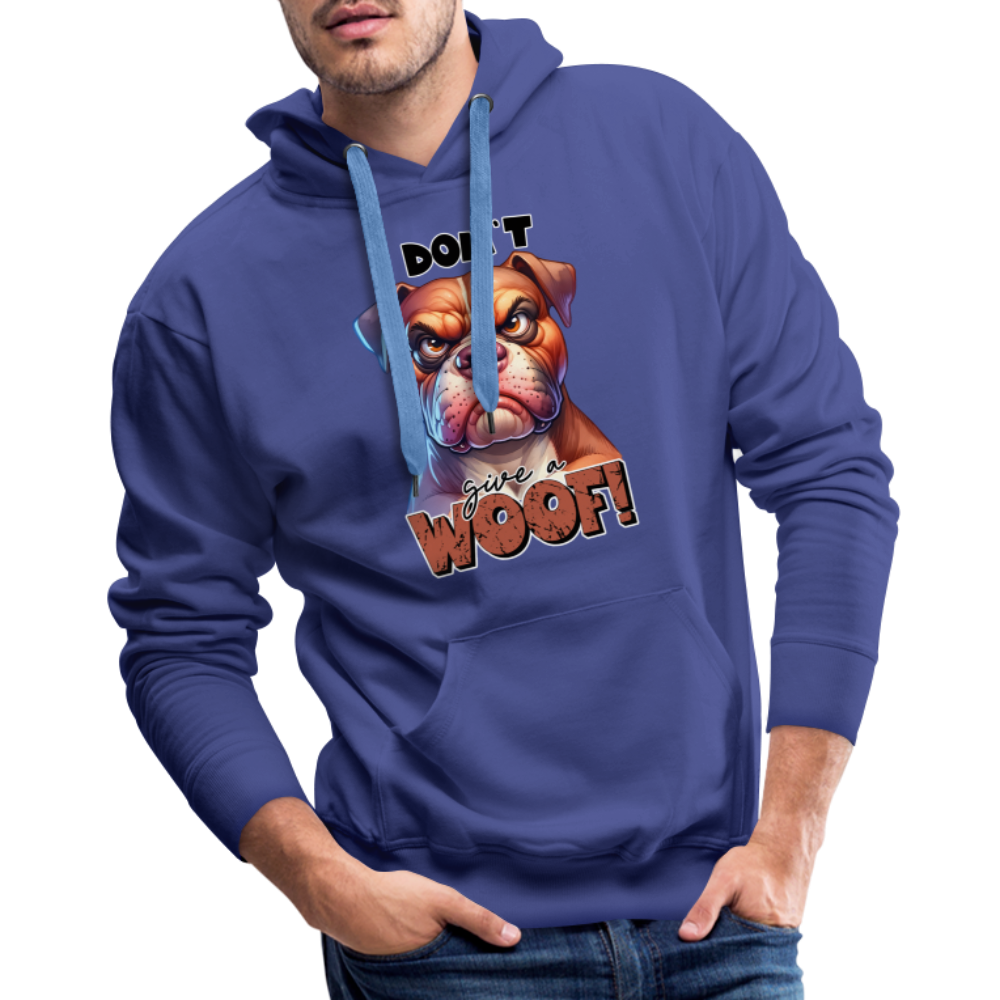 I Don't Give a Woof (Grumpy Dog with Attitude) Men’s Premium Hoodie - royal blue