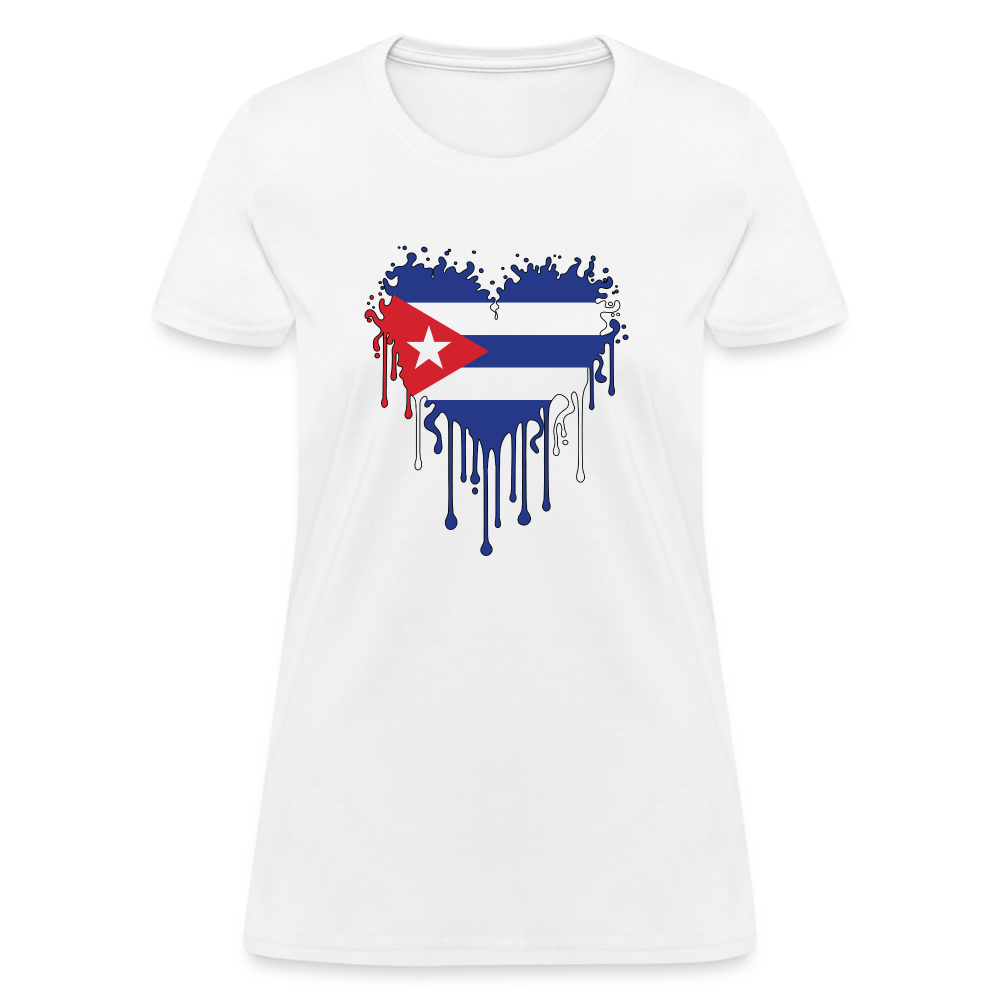 Bleeding Cuban Flag Heart Women's T-Shirt - white