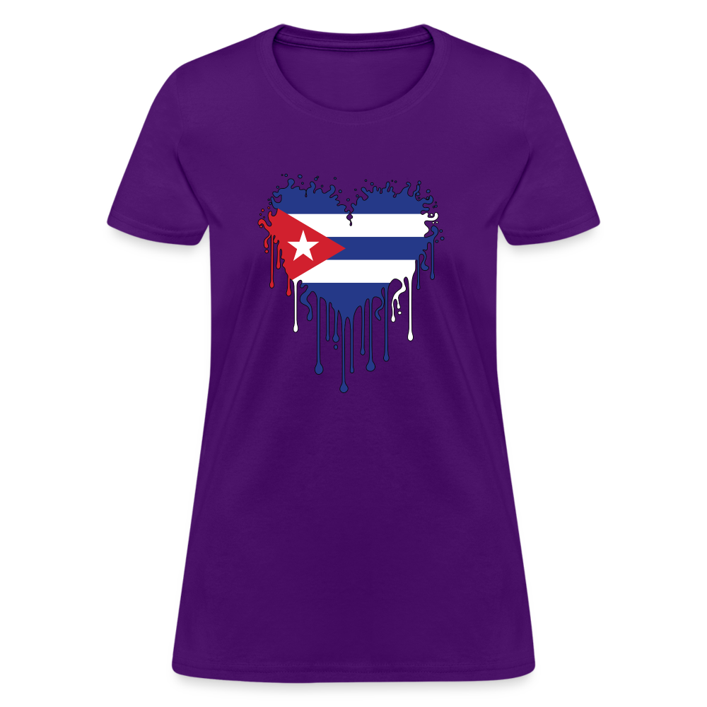 Bleeding Cuban Flag Heart Women's T-Shirt - purple