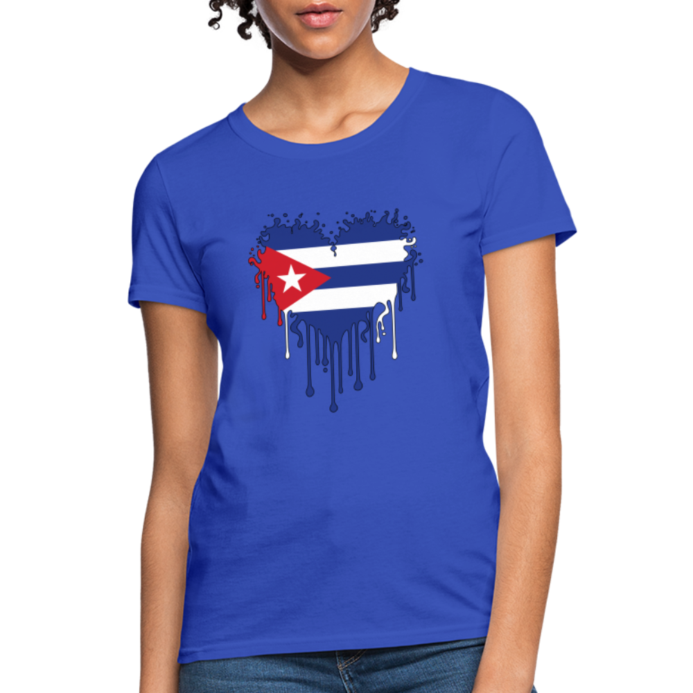 Bleeding Cuban Flag Heart Women's T-Shirt - royal blue