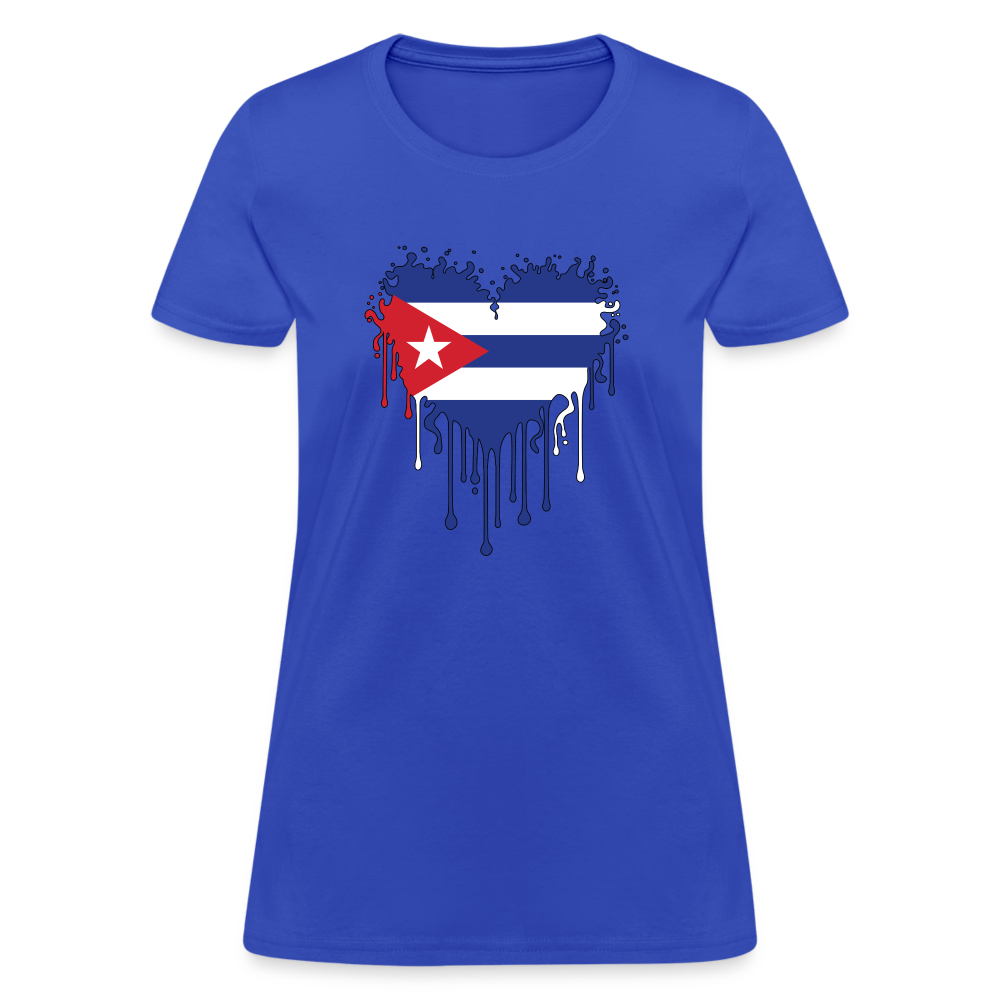 Bleeding Cuban Flag Heart Women's T-Shirt - royal blue