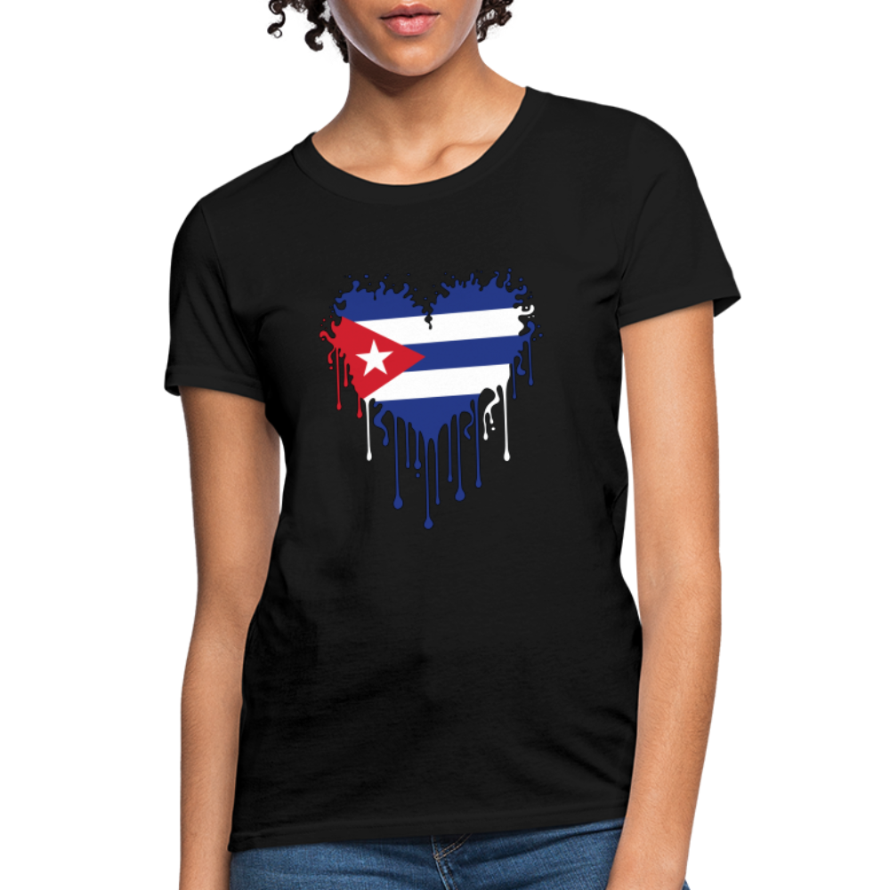 Bleeding Cuban Flag Heart Women's T-Shirt - black