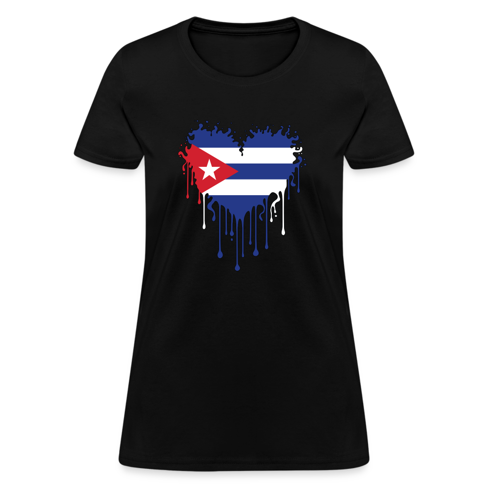 Bleeding Cuban Flag Heart Women's T-Shirt - black