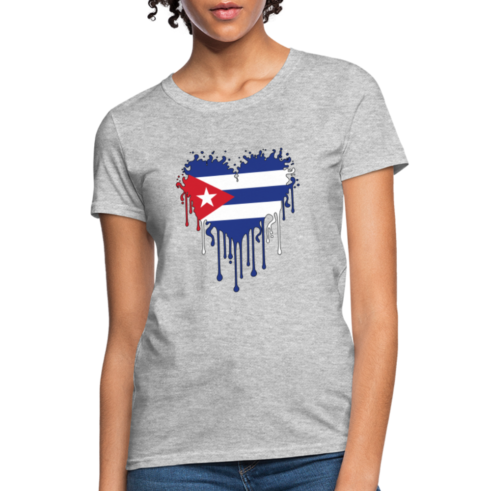 Bleeding Cuban Flag Heart Women's T-Shirt - heather gray