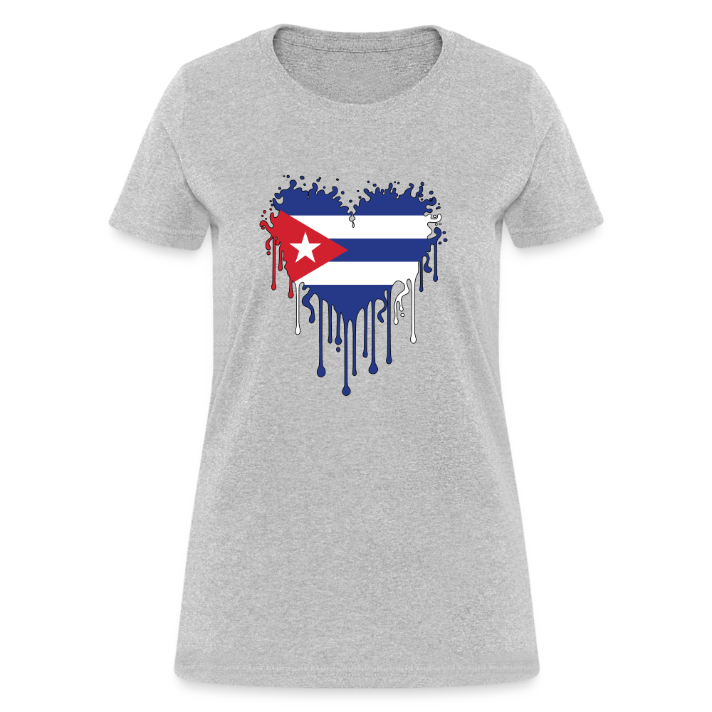 Bleeding Cuban Flag Heart Women's T-Shirt - heather gray