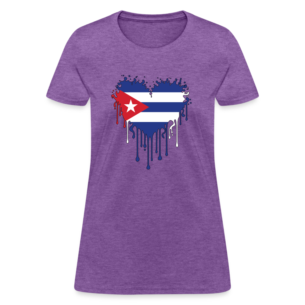 Bleeding Cuban Flag Heart Women's T-Shirt - purple heather