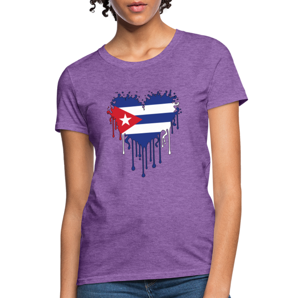 Bleeding Cuban Flag Heart Women's T-Shirt - purple heather