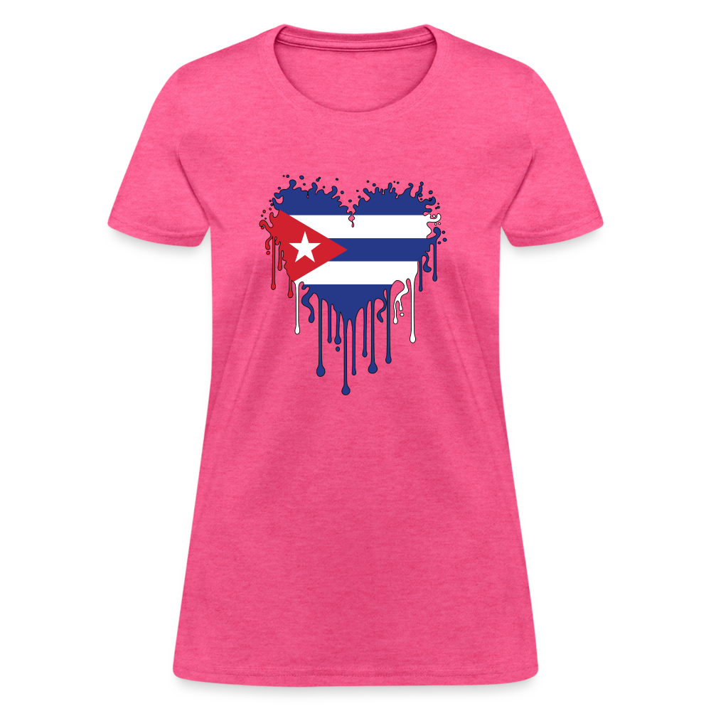 Bleeding Cuban Flag Heart Women's T-Shirt - heather pink