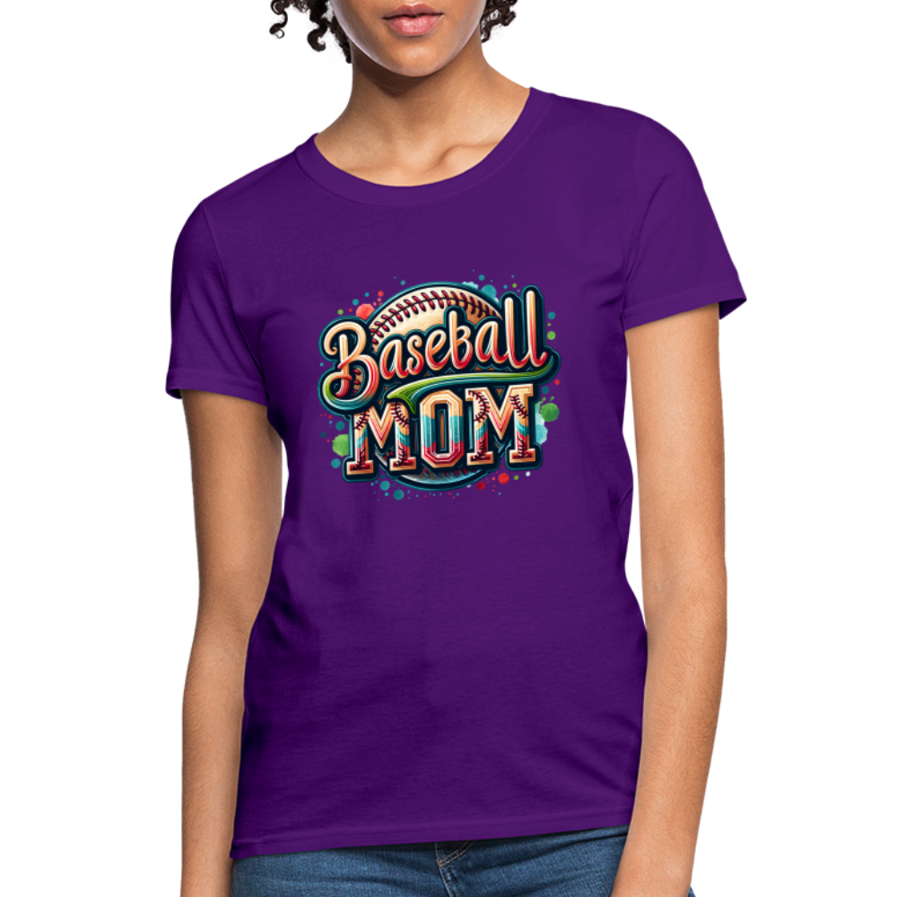 Baseball Mom Women's Contoured T-Shirt - purple