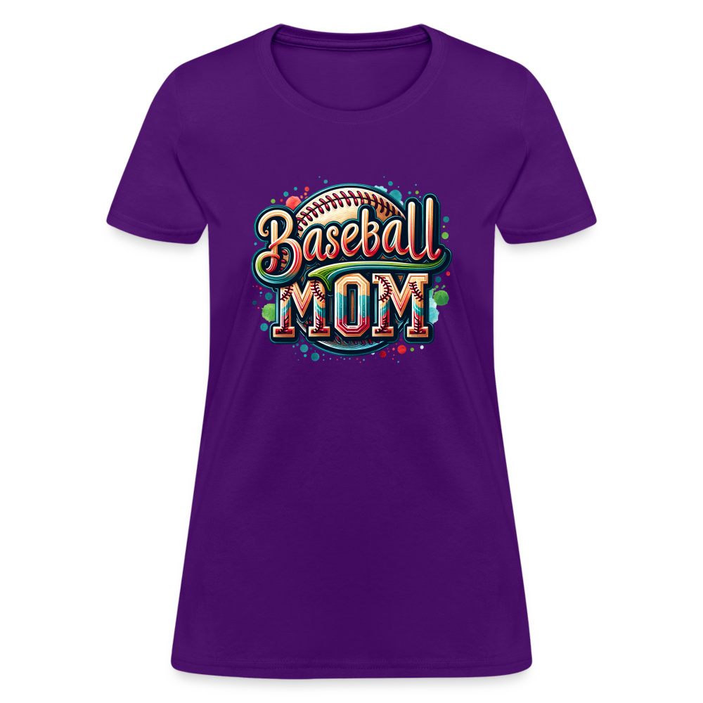 Baseball Mom Women's Contoured T-Shirt - purple