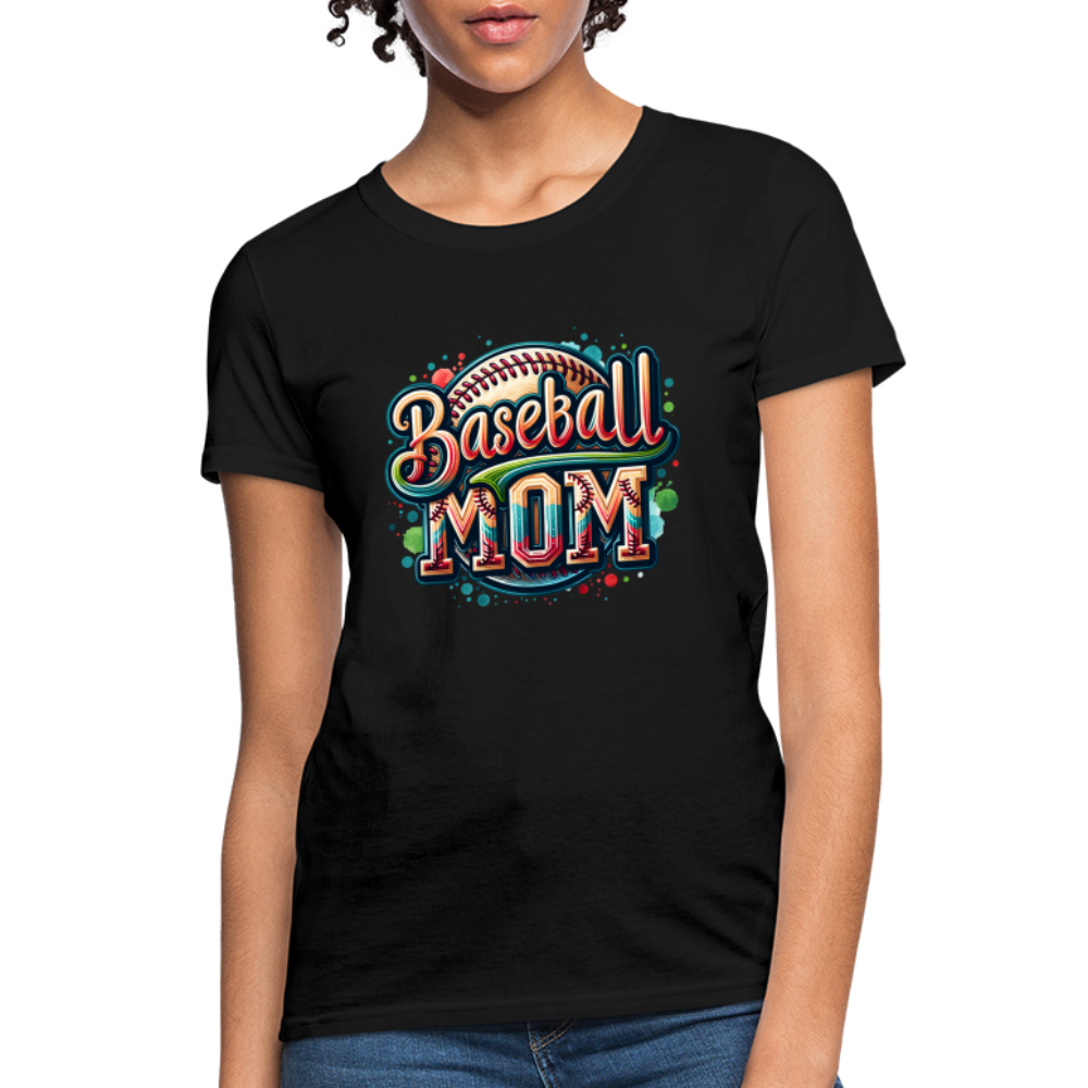 Baseball Mom Women's Contoured T-Shirt - black