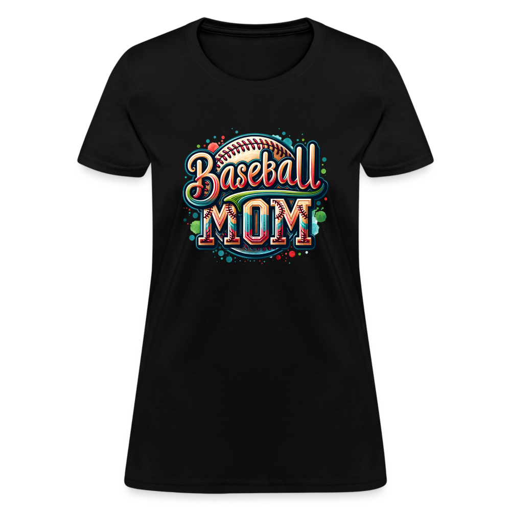 Baseball Mom Women's Contoured T-Shirt - black