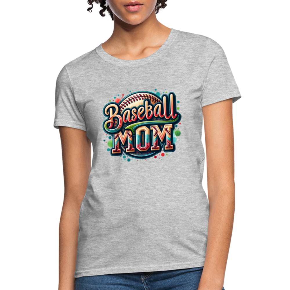 Baseball Mom Women's Contoured T-Shirt - heather gray