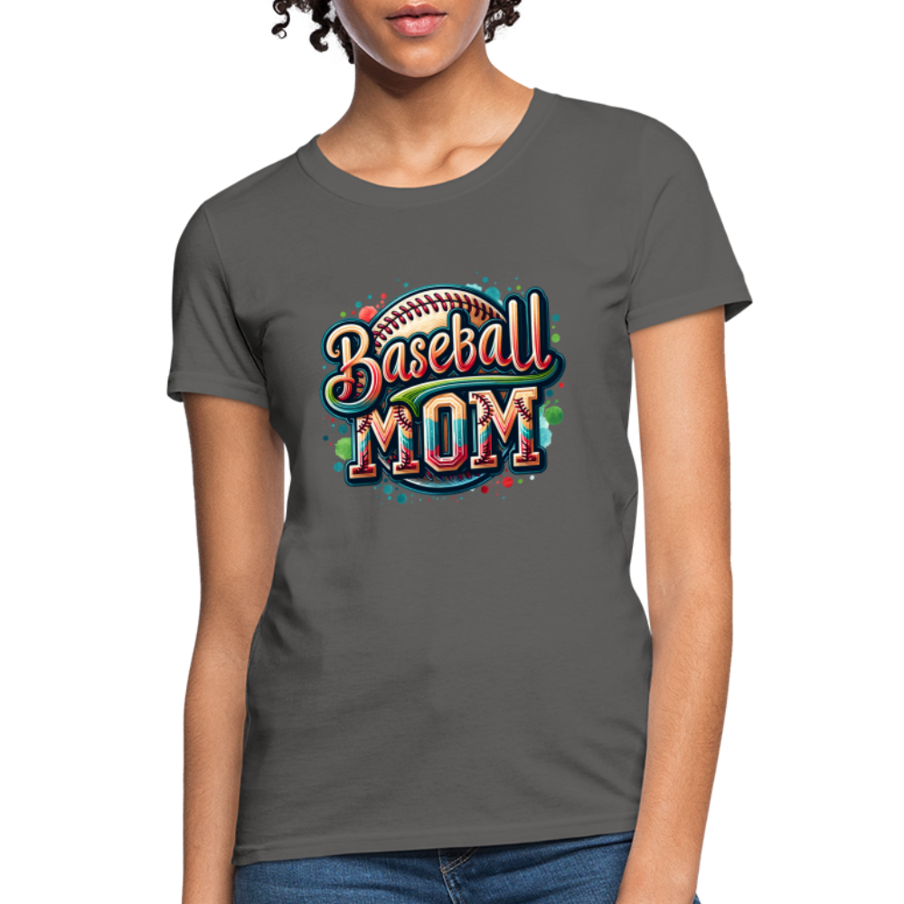 Baseball Mom Women's Contoured T-Shirt - charcoal