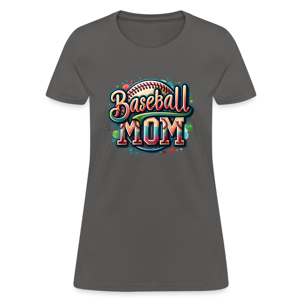 Baseball Mom Women's Contoured T-Shirt - charcoal