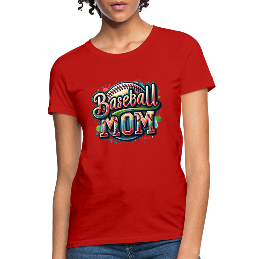 Baseball Mom Women's Contoured T-Shirt - red