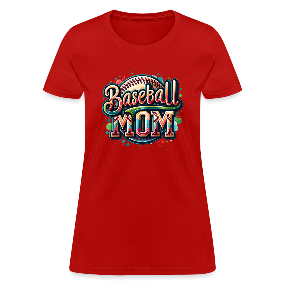 Baseball Mom Women's Contoured T-Shirt - red