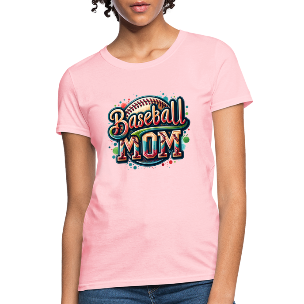 Baseball Mom Women's Contoured T-Shirt - pink