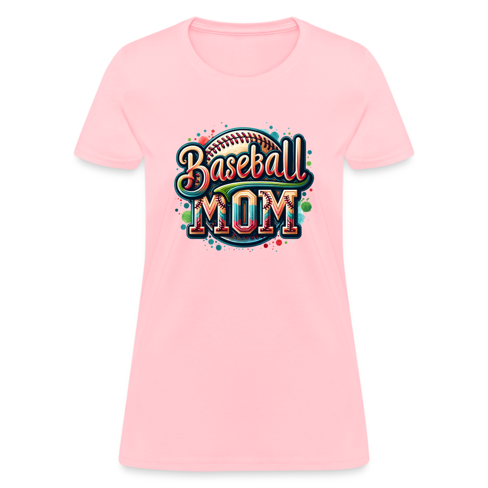 Baseball Mom Women's Contoured T-Shirt - pink