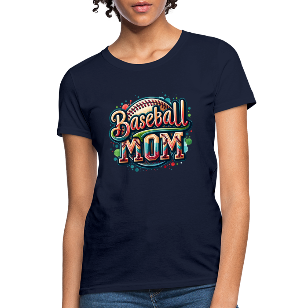 Baseball Mom Women's Contoured T-Shirt - navy