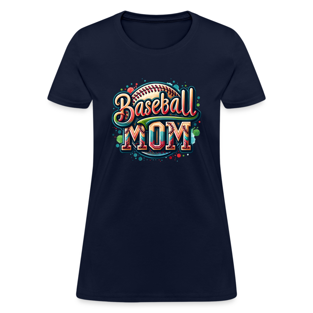 Baseball Mom Women's Contoured T-Shirt - navy