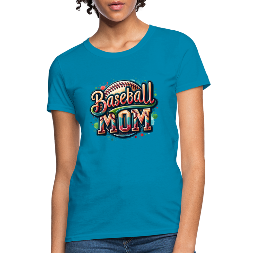 Baseball Mom Women's Contoured T-Shirt - turquoise