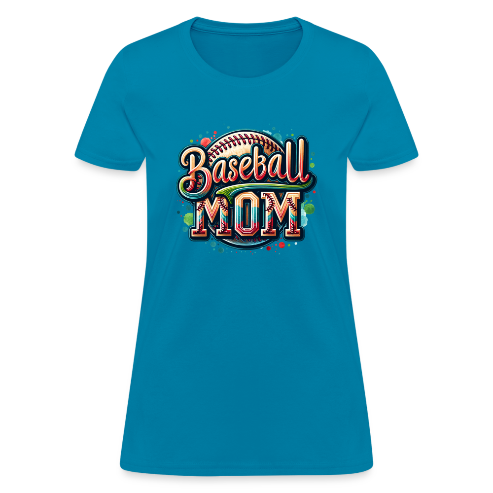 Baseball Mom Women's Contoured T-Shirt - turquoise