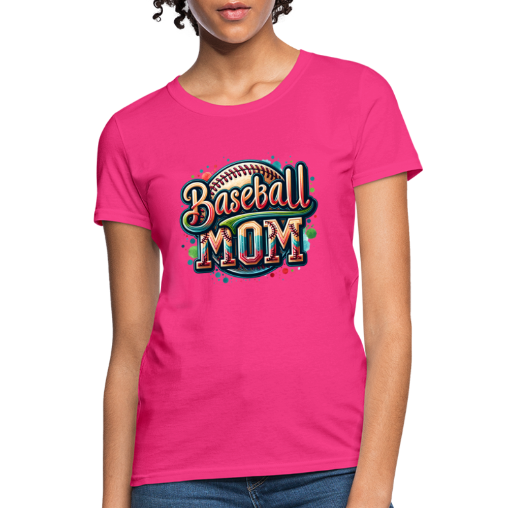 Baseball Mom Women's Contoured T-Shirt - fuchsia