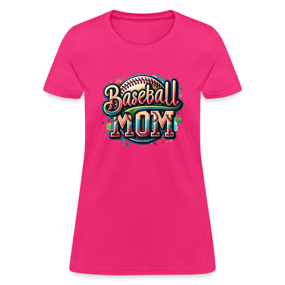 Baseball Mom Women's Contoured T-Shirt - fuchsia