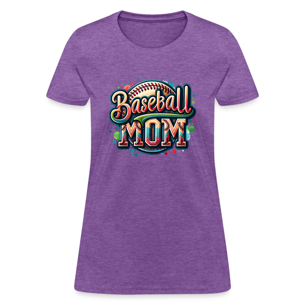 Baseball Mom Women's Contoured T-Shirt - purple heather