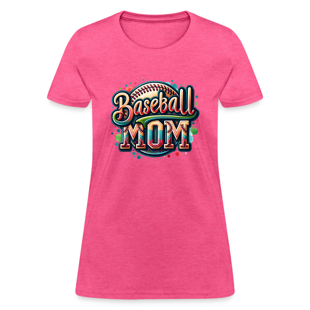 Baseball Mom Women's Contoured T-Shirt - heather pink