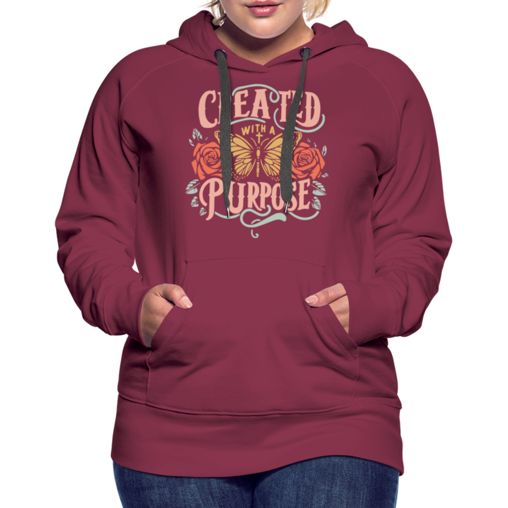 Created with a Purpose Women’s Premium Hoodie - burgundy