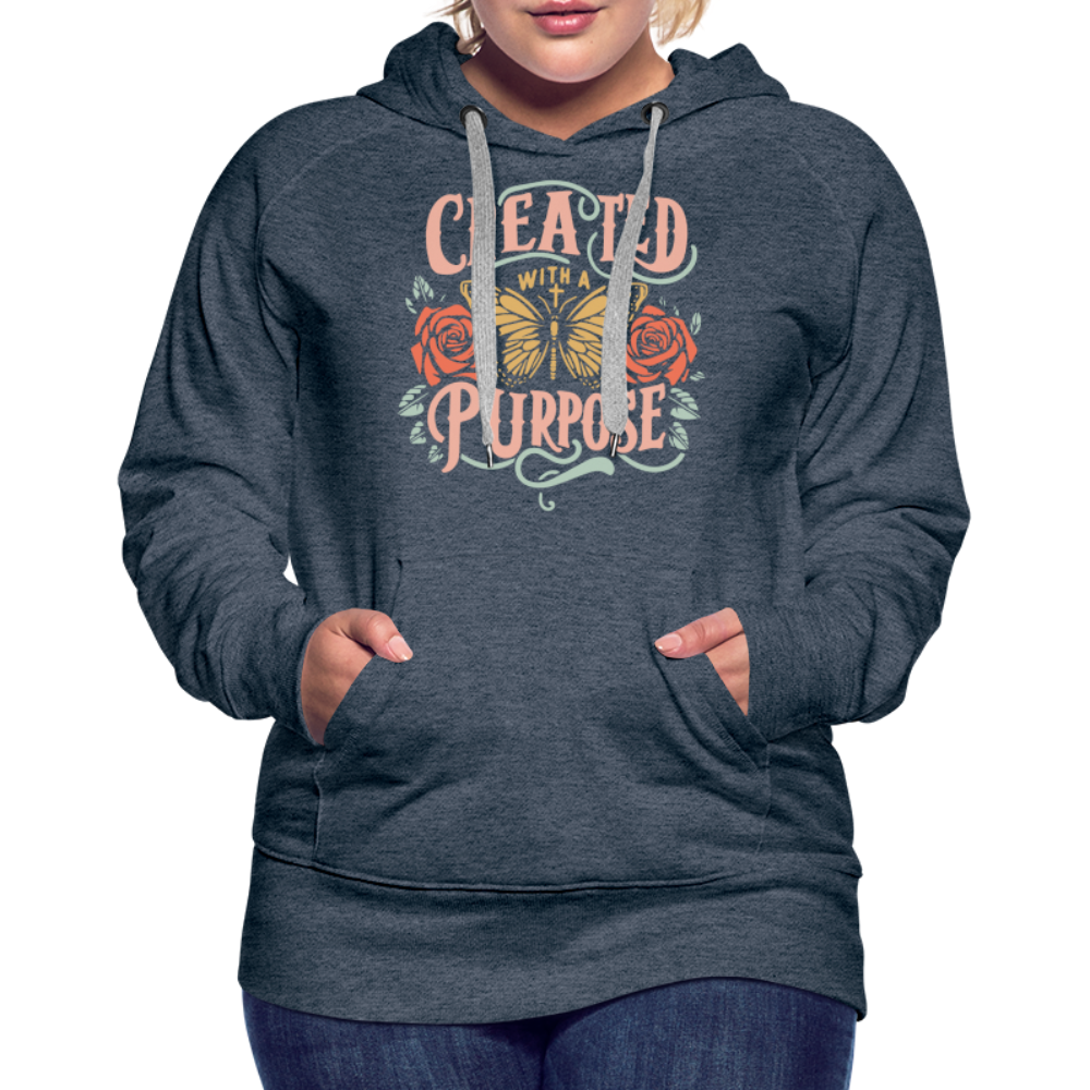 Created with a Purpose Women’s Premium Hoodie - heather denim