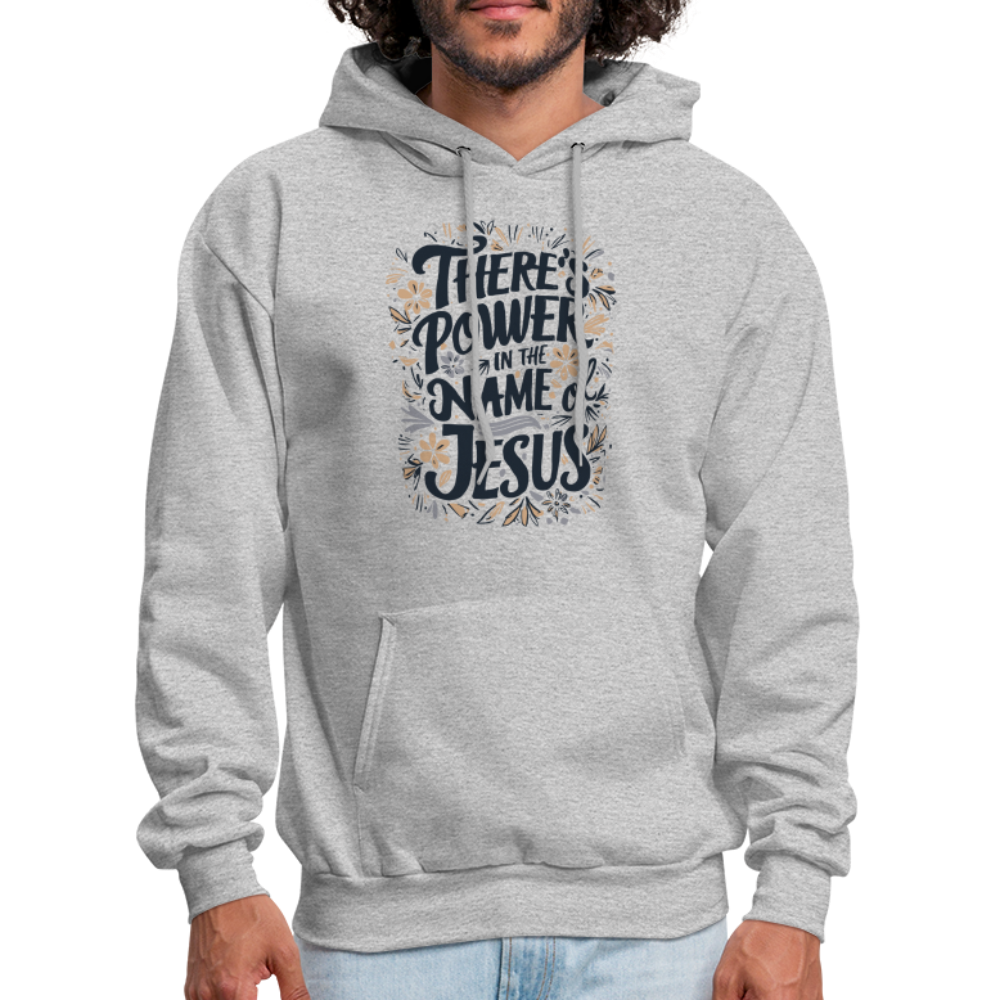 There's Power in the Name of Jesus Hoodie - heather gray