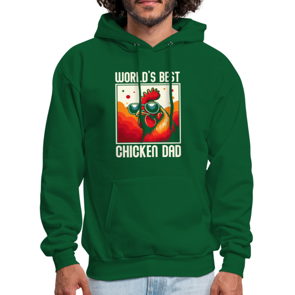 World's Best Chicken Dad Hoodie (Backyard Chickens) - forest green