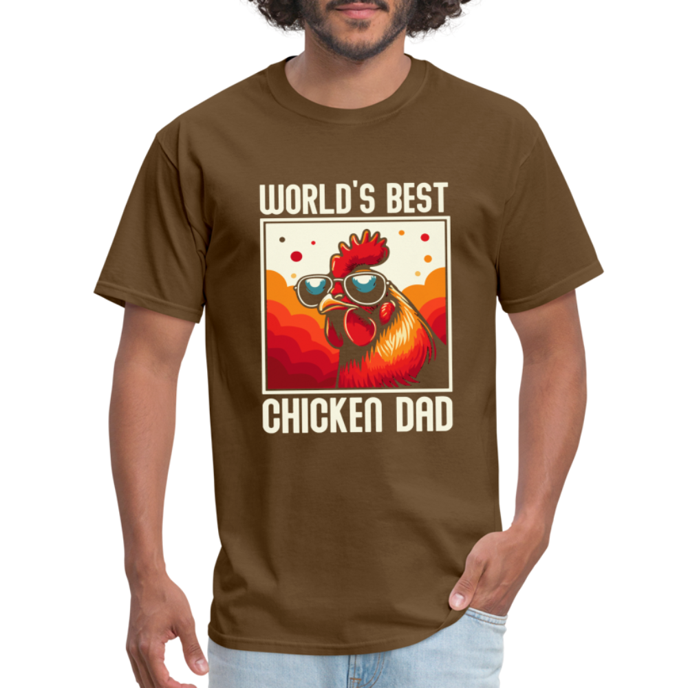 World's Best Chicken Dad T-Shirt (Backyard Chickens) - brown