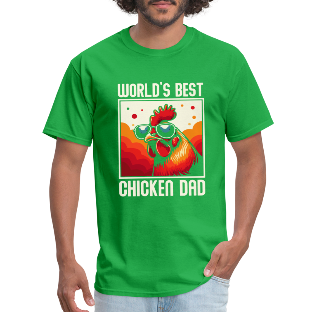 World's Best Chicken Dad T-Shirt (Backyard Chickens) - bright green