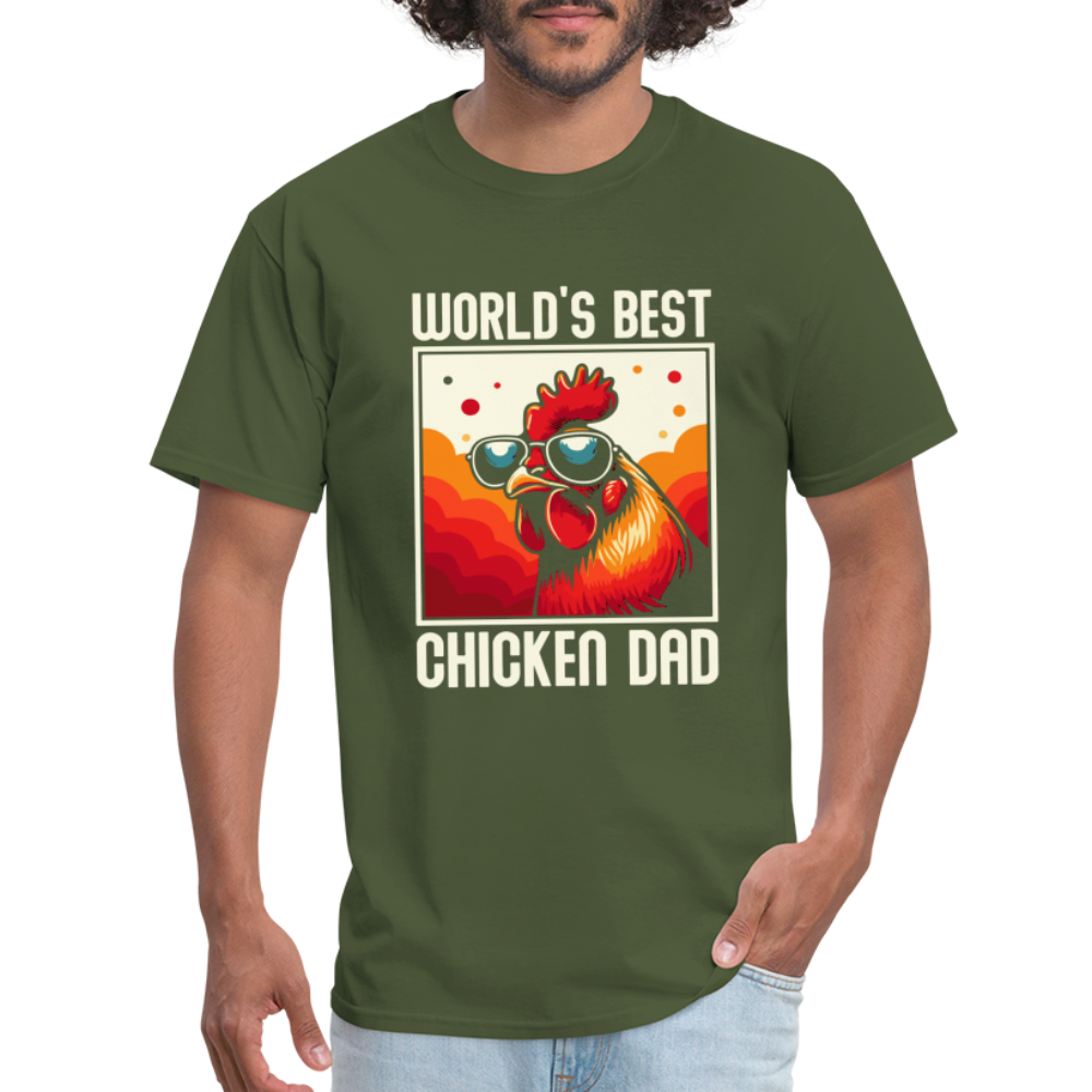 World's Best Chicken Dad T-Shirt (Backyard Chickens) - military green