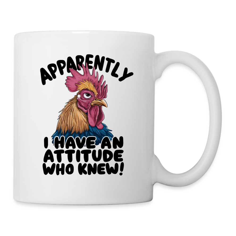 Apparently I Have An Attitude Who Knew Coffee Mug (Funny Chicken) - white