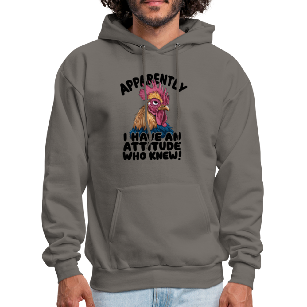 Apparently I Have An Attitude Who Knew Hoodie (Funny Chicken) - asphalt gray