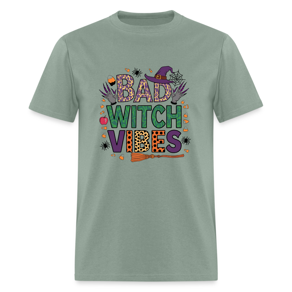 Bad Witch Vibes (Halloween Witches Humor) T-Shirt - sage