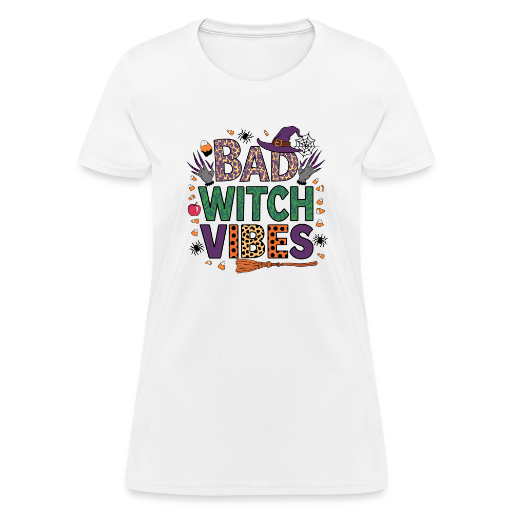 Bad Witch Vibes (Halloween Witches Humor) Women's Contoured T-Shirt - white