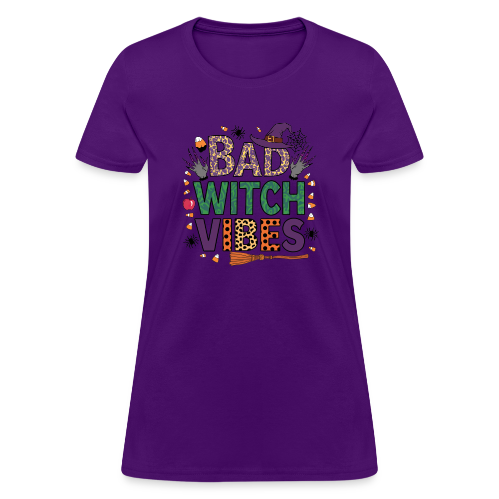 Bad Witch Vibes (Halloween Witches Humor) Women's Contoured T-Shirt - purple