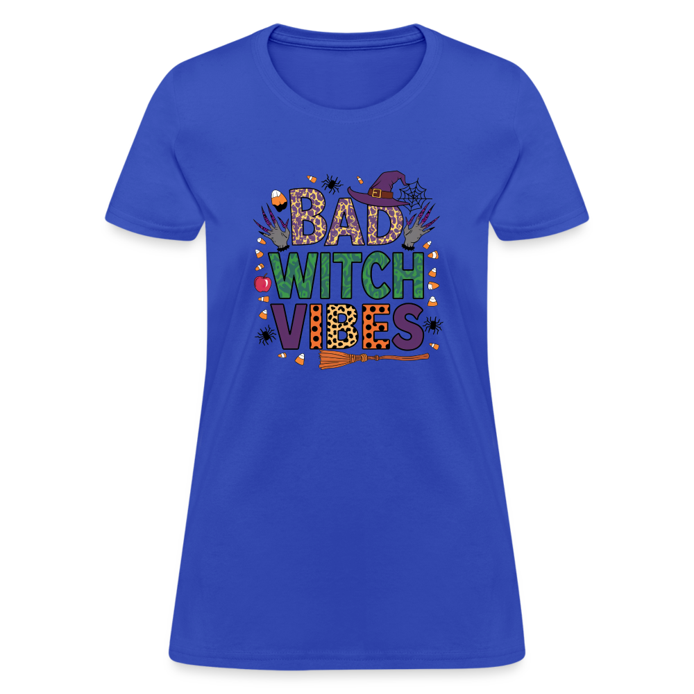 Bad Witch Vibes (Halloween Witches Humor) Women's Contoured T-Shirt - royal blue