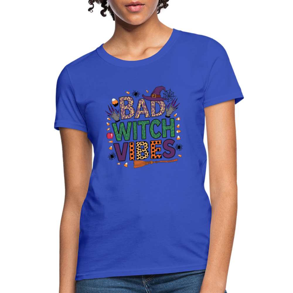 Bad Witch Vibes (Halloween Witches Humor) Women's Contoured T-Shirt - royal blue