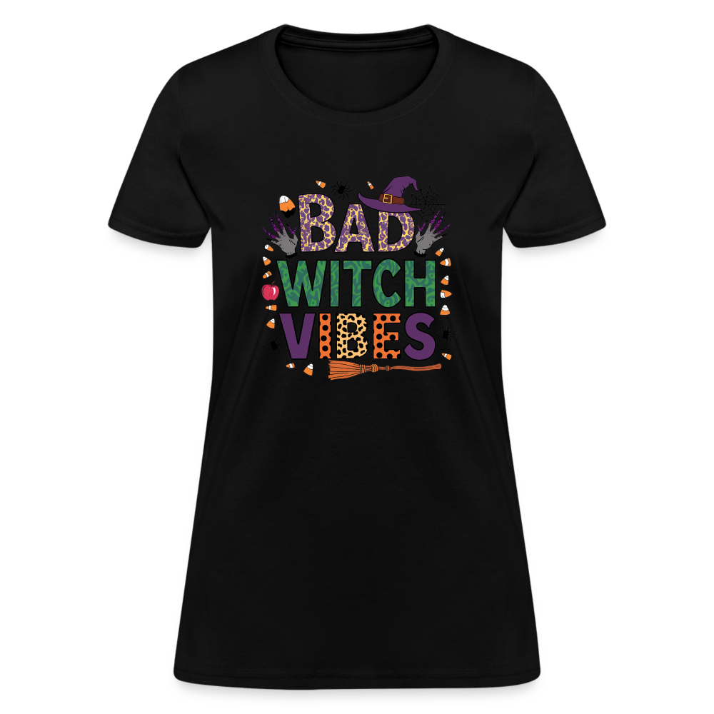 Bad Witch Vibes (Halloween Witches Humor) Women's Contoured T-Shirt - black