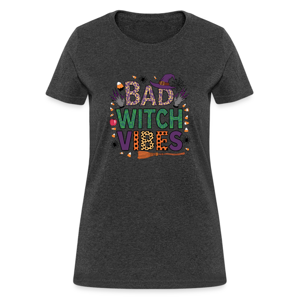 Bad Witch Vibes (Halloween Witches Humor) Women's Contoured T-Shirt - heather black