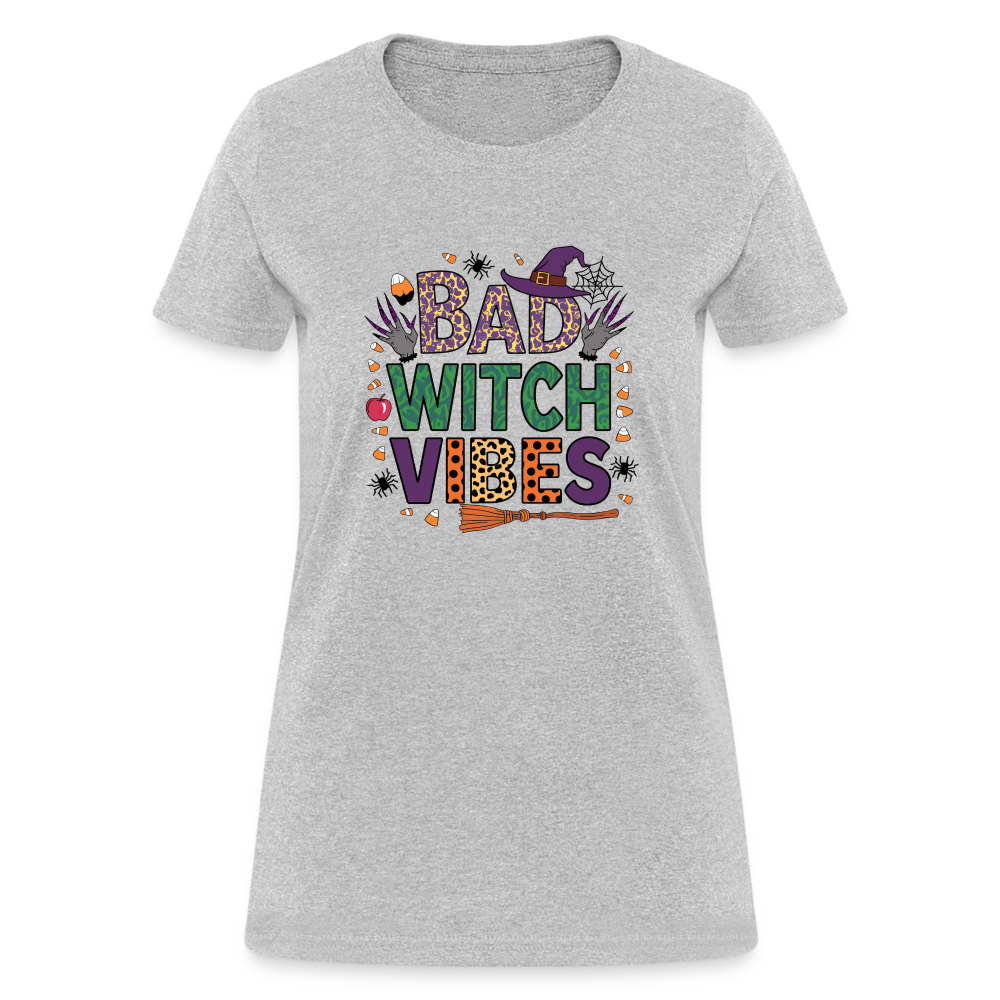 Bad Witch Vibes (Halloween Witches Humor) Women's Contoured T-Shirt - heather gray