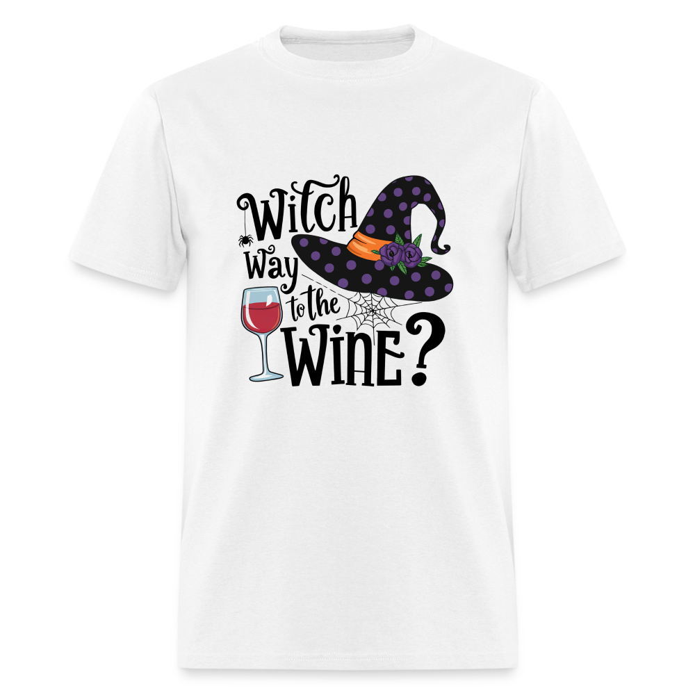 Witch Way To the Wine (Halloween Party Humor) T-Shirt - white